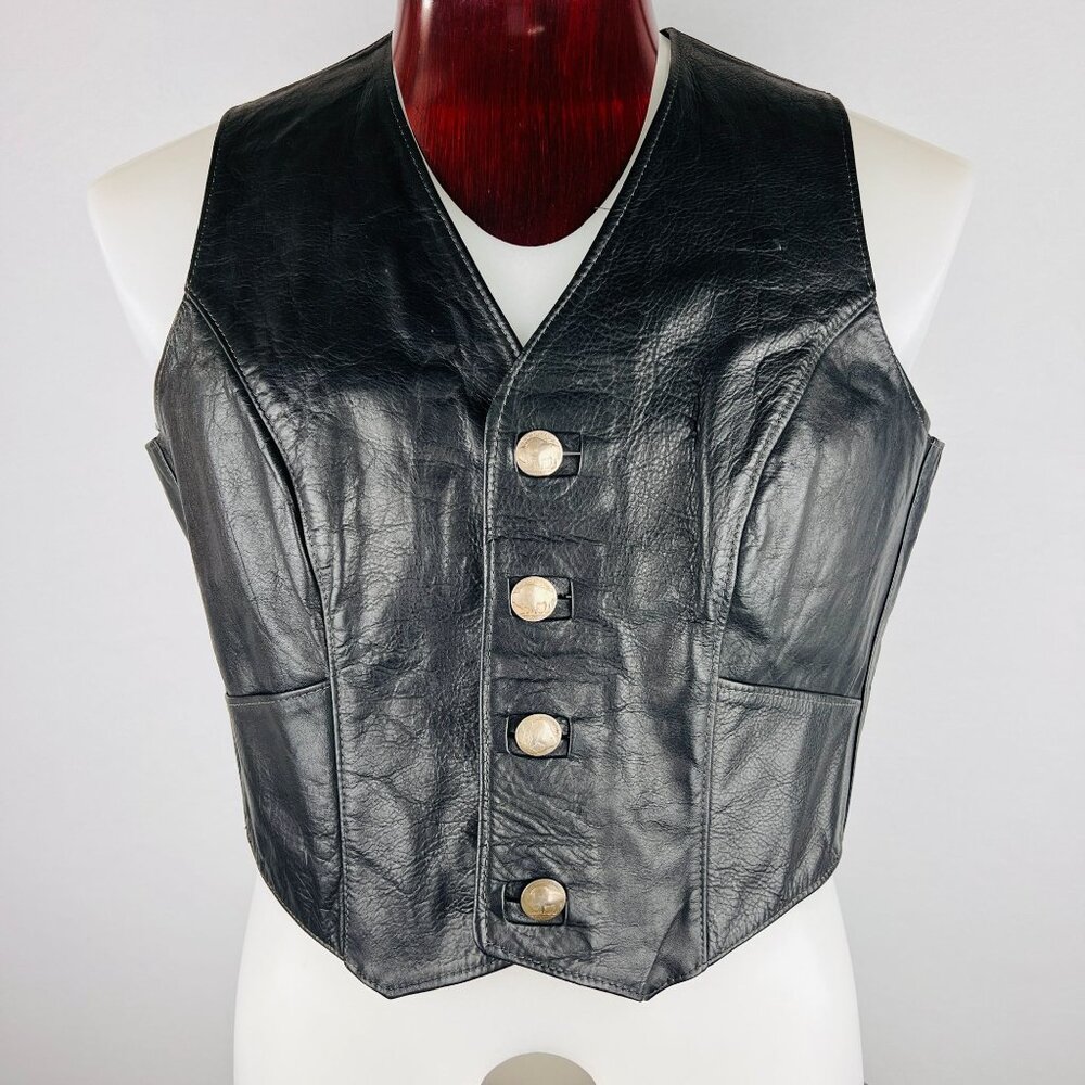 Buffalo Nickel Leather Biker Vest